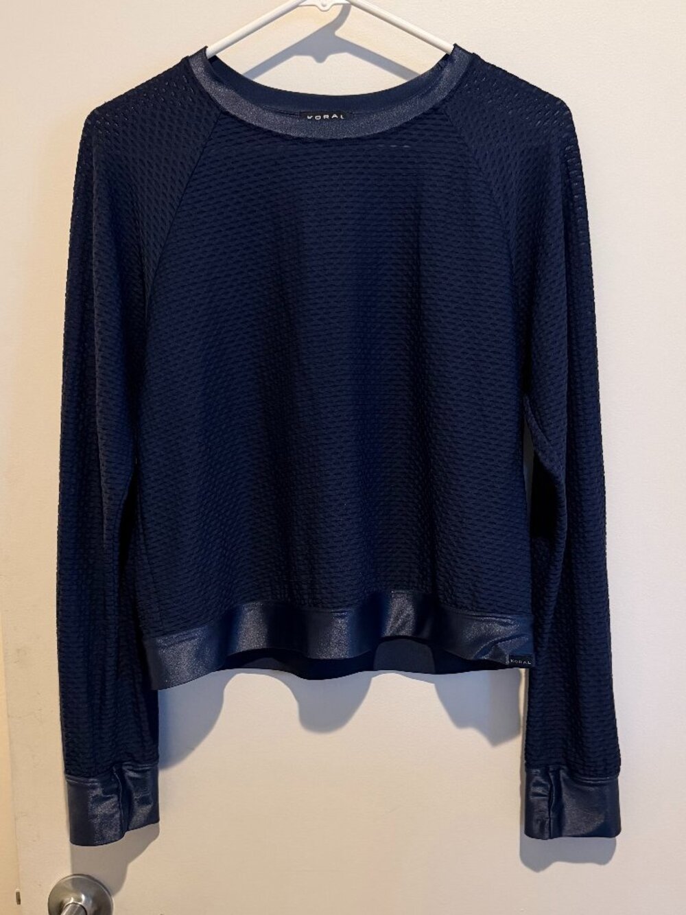 Koral Sofia Pullover — Size Medium, Midnight Blue, Mesh Knit Raglan, Made in USA - Picture 5 of 7